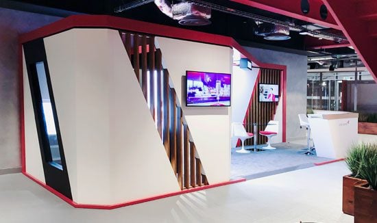 Virgin Atlantic stand with furniture